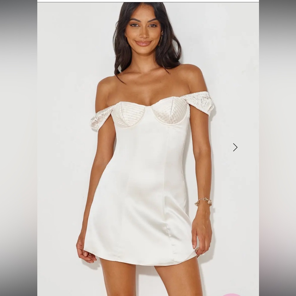 Hello Molly Cream Satin Slip Style Mini Dress 4